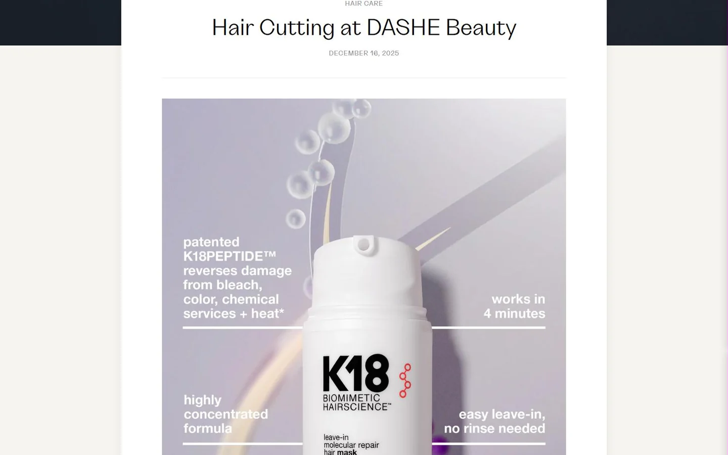 DASHE Beauty article: Hair Cutting at DASHE Beauty