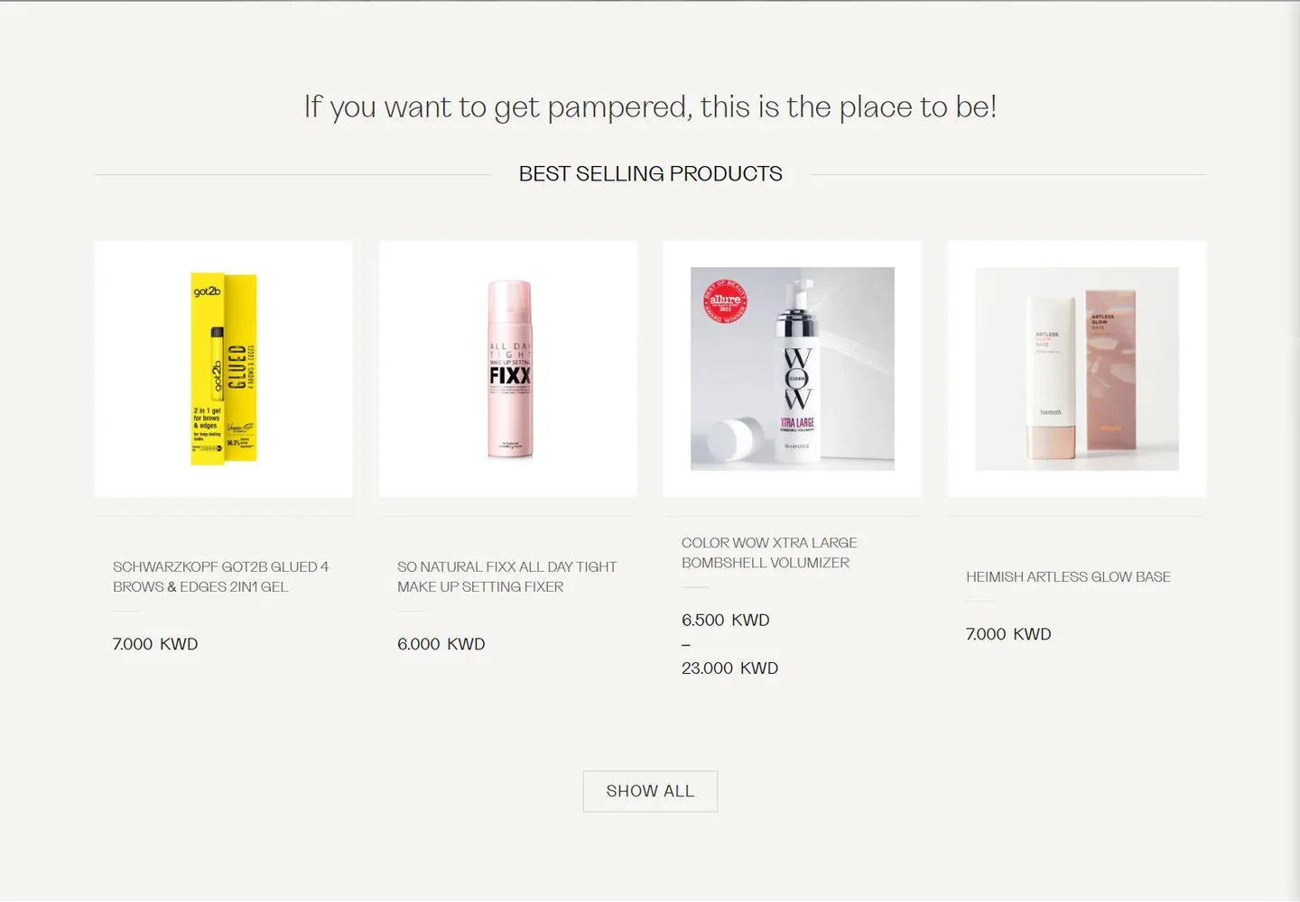 DASHE Beauty best-selling products with prices in KWD